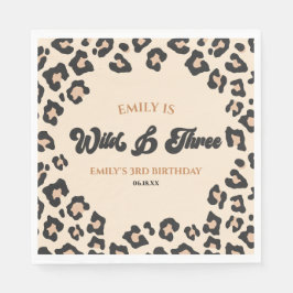 Servilleta De Papel Leopard Cheetah Wild & Three Birthday Fiesta