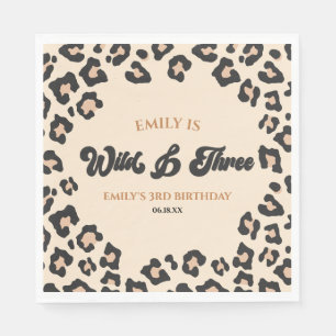 Servilleta De Papel Leopard Cheetah Wild & Three Birthday Fiesta