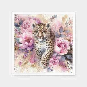 Servilleta De Papel Leopard Cub y Rosas