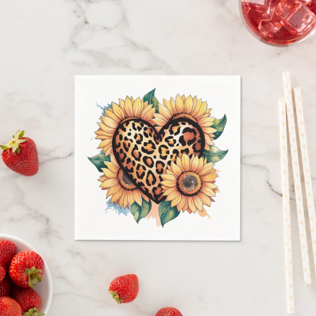 Servilleta De Papel Leopard Heart Floral (In situ)