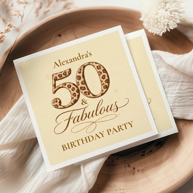 Servilleta De Papel Leopard Neutral 50 & Fabulous Birthday (Subido por el creador)