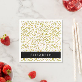 Servilleta De Papel Leopard Print, Gold Leopard, Purpurina, tu nombre