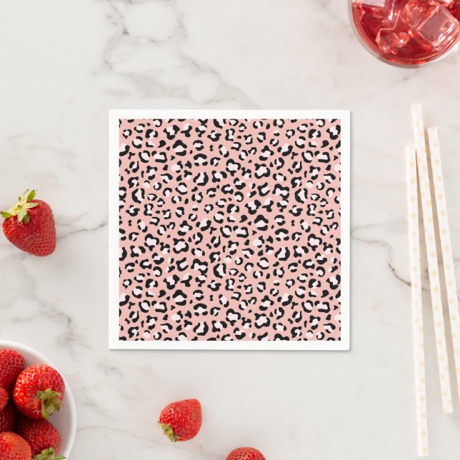 Servilleta De Papel Leopard Print, Leopard Spots, Pink Leopard (In situ)