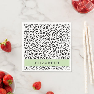 Servilleta De Papel Leopard Print, Spots, Black And White, Tu Nombre