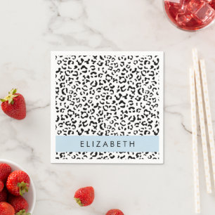 Servilleta De Papel Leopard Print, Spots, Black And White, Tu Nombre