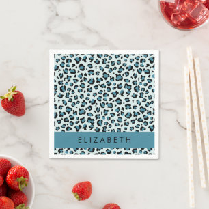 Servilleta De Papel Leopard Print, Spots, Blue Leopard, tu nombre