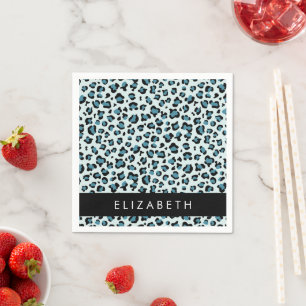 Servilleta De Papel Leopard Print, Spots, Blue Leopard, tu nombre