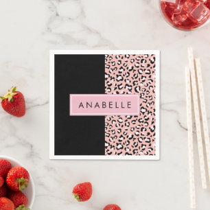 Servilleta De Papel Leopard Print, Spots, Pink Leopard, Tu Nombre