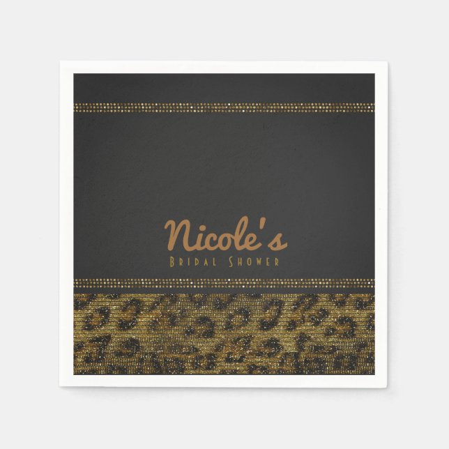 Servilleta De Papel Leopard Sparkle Secuencia Glam Moda Fiesta moderno (Anverso)
