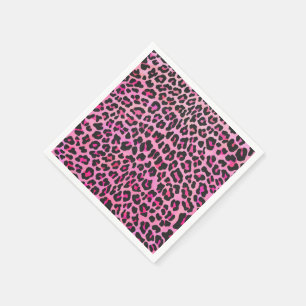 Servilleta De Papel Leopardo de impresión negro y rosa caliente