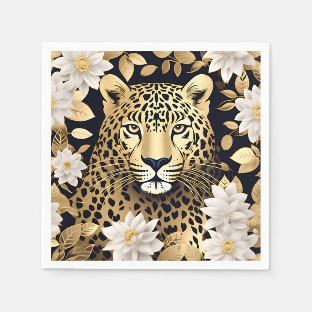 Servilleta De Papel Leopardo de los animales de oro (Anverso)
