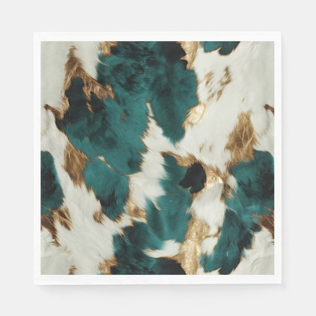 Servilleta De Papel Leopardo de oro blanco verde (Anverso)