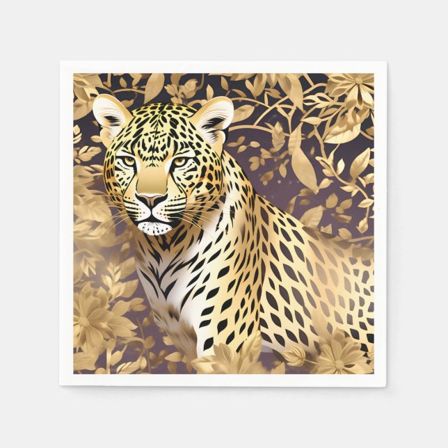 Servilleta De Papel Leopardo de oro deslumbrante (Anverso)