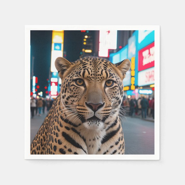 Servilleta De Papel Leopardo en Times Square (Anverso)