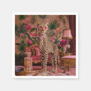 Servilleta De Papel Leopardo entre los helechos