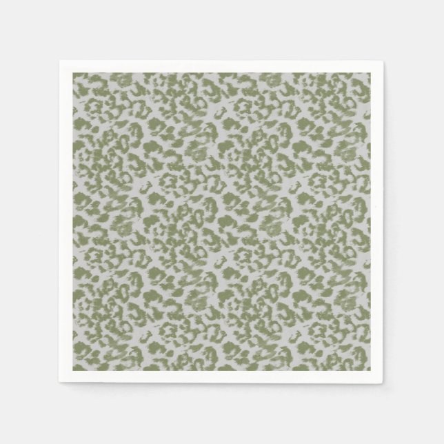 Servilleta De Papel Leopardo manchado gris oliva (Anverso)