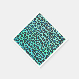 Servilleta De Papel Leopardo negro e impresión Verde azulada
