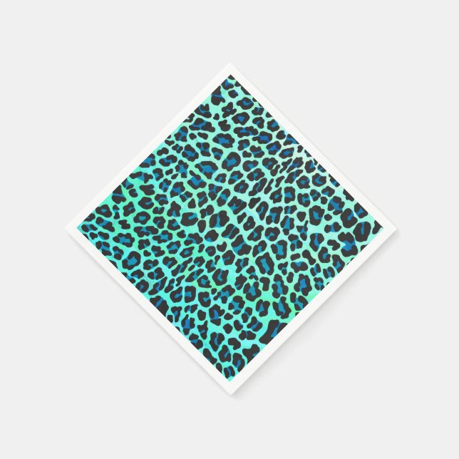 Servilleta De Papel Leopardo negro e impresión Verde azulada (Borde)