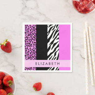 Servilleta De Papel Leopardo Print, Zebra Print, Pink, Your Name