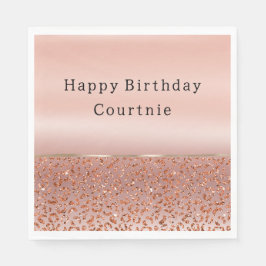 Servilleta De Papel Leopardo Purpurina Rosa Gold Rubor Glam