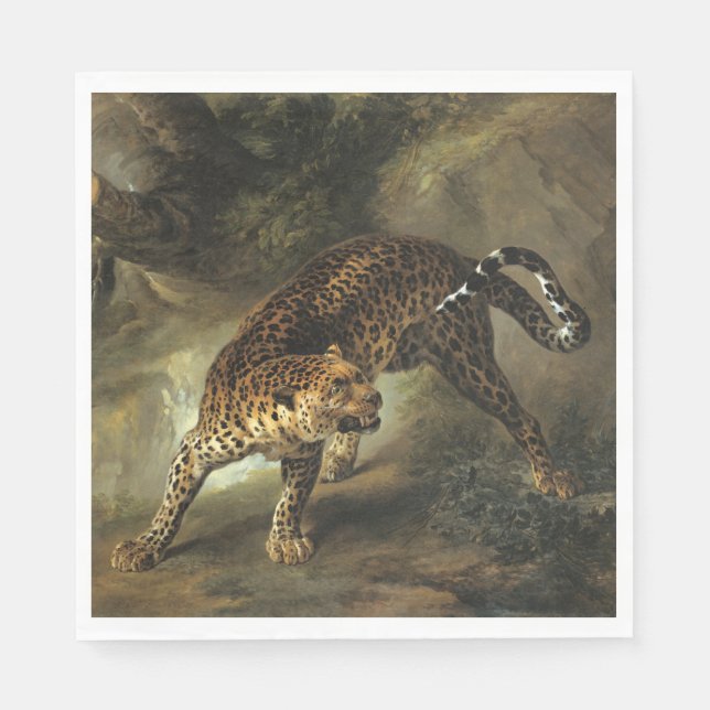 Servilleta De Papel Leopardo salvaje feroz (por Jean-Baptiste Oudry) (Anverso)