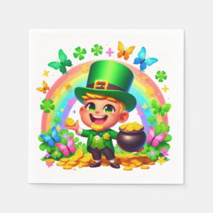 Servilleta De Papel Leprechaun arcoiris con oro