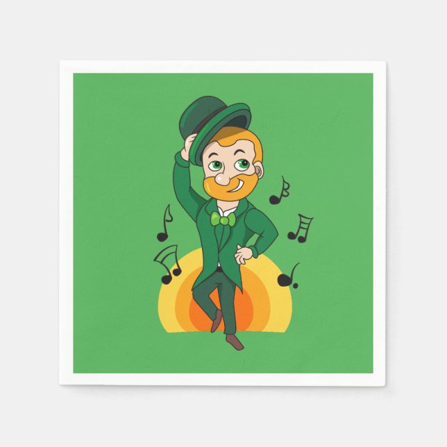 Servilleta De Papel Leprechaun bailando, personalizado de San Patricio (Anverso)