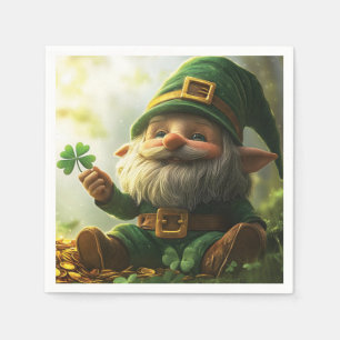 Servilleta De Papel Leprechaun de gnomo lindo con rocas de champú y tr