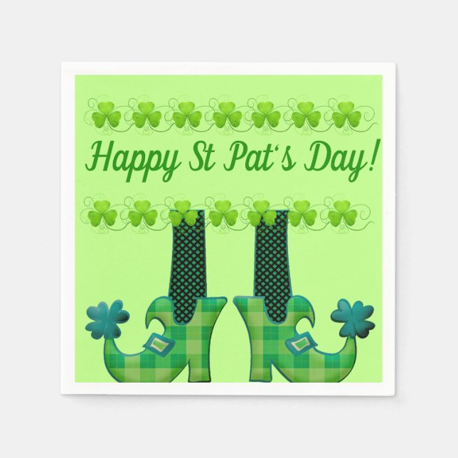 Servilleta De Papel Leprechaun Shoes St Patrick's Day (Anverso)