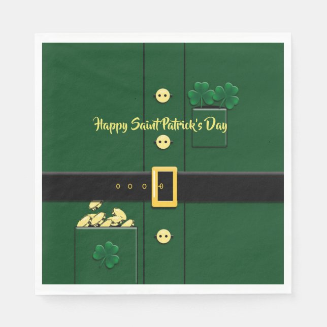 Servilleta De Papel Leprechaun Suit St Patricks Day Fiesta P Napkin (Anverso)