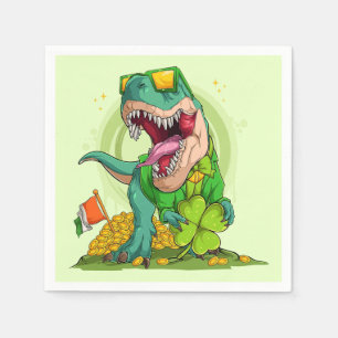 Servilleta De Papel Leprechaun T-Rex Día de San Patricio