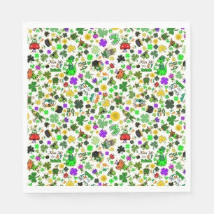 Servilleta De Papel Leprechauns Shamrock Gold Mushrooms Kisme Irish