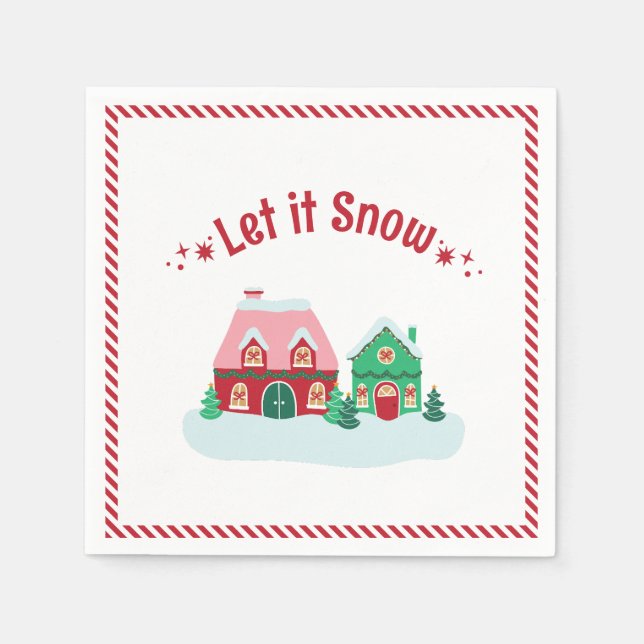 Servilleta De Papel Let it Snow Christmas Village Cocktail Napkins (Anverso)