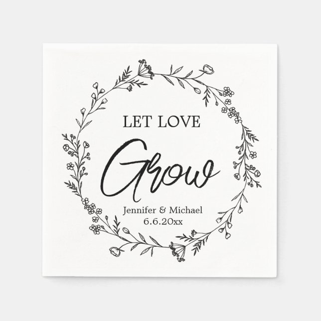 Servilleta De Papel let love grow ,botanical wedding  (Anverso)