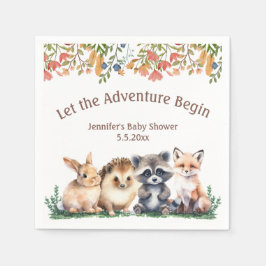 Servilleta De Papel let the adventure begin animals baby shower 