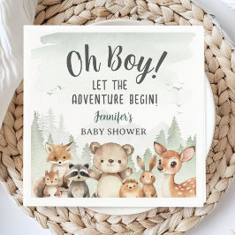 Servilleta De Papel Let The Adventure Begin Baby Shower Boy Woodland