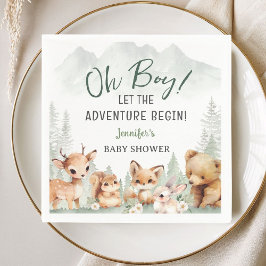 Servilleta De Papel Let The Adventure Begin Boy Woodland Baby Shower