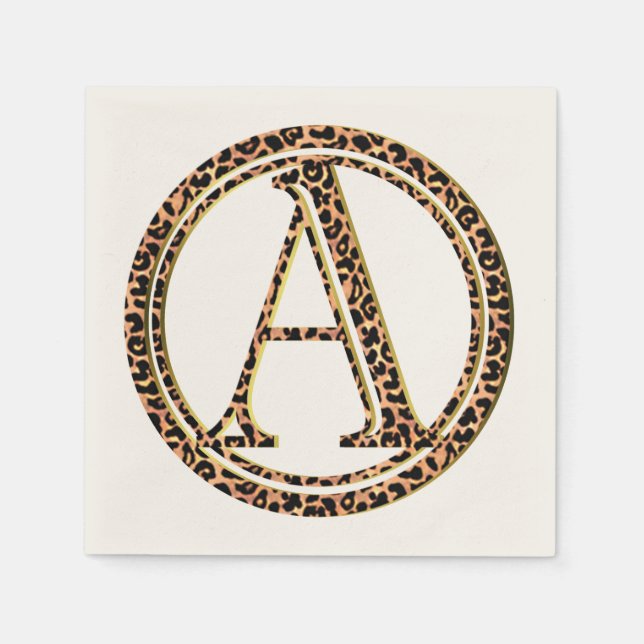 Servilleta De Papel Letra A del patrón leopardo (Anverso)