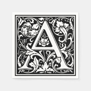 Servilleta De Papel Letra A Monograma Medieval Art Nouveau