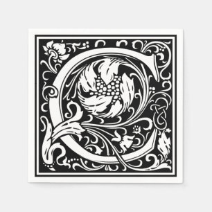 Servilleta De Papel Letra C Monograma Arte Nouveau Medieval