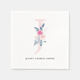 SERVILLETA DE PAPEL LETRA DE ALFABETOS DE FLORAL BLANCA AZUL DE RUBOR