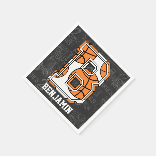 Servilleta De Papel Letra de baloncesto de pizarra personalizada B (Borde)