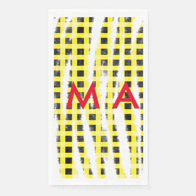 Servilleta De Papel Letra de monograma de nombre de tablero de ajedrez (Anverso)