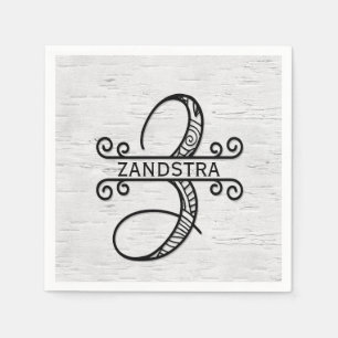 Servilleta De Papel Letra de monograma Z con apellido 
