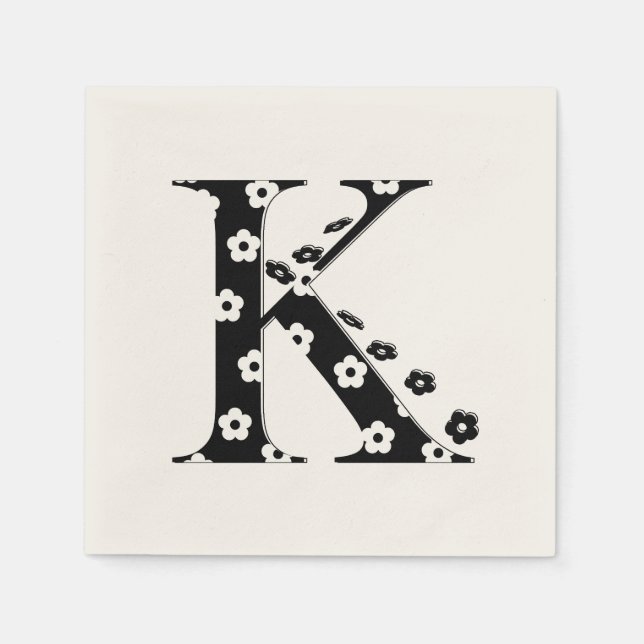 Servilleta De Papel Letra de patrón de flor K (Anverso)