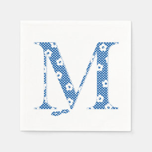 Servilleta De Papel Letra de patrón de flor M(azul)