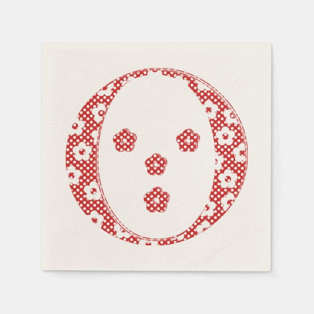 Servilleta De Papel Letra de patrón de flor O(roja) (Anverso)