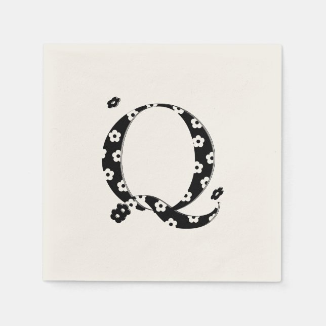 Servilleta De Papel Letra de patrón de flor Q (Anverso)