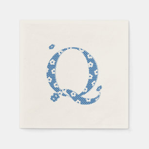 Servilleta De Papel Letra de patrón de flor Q(azul)