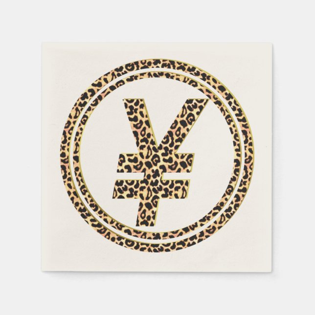 Servilleta De Papel Letra de patrón leopardo "¥" (Anverso)